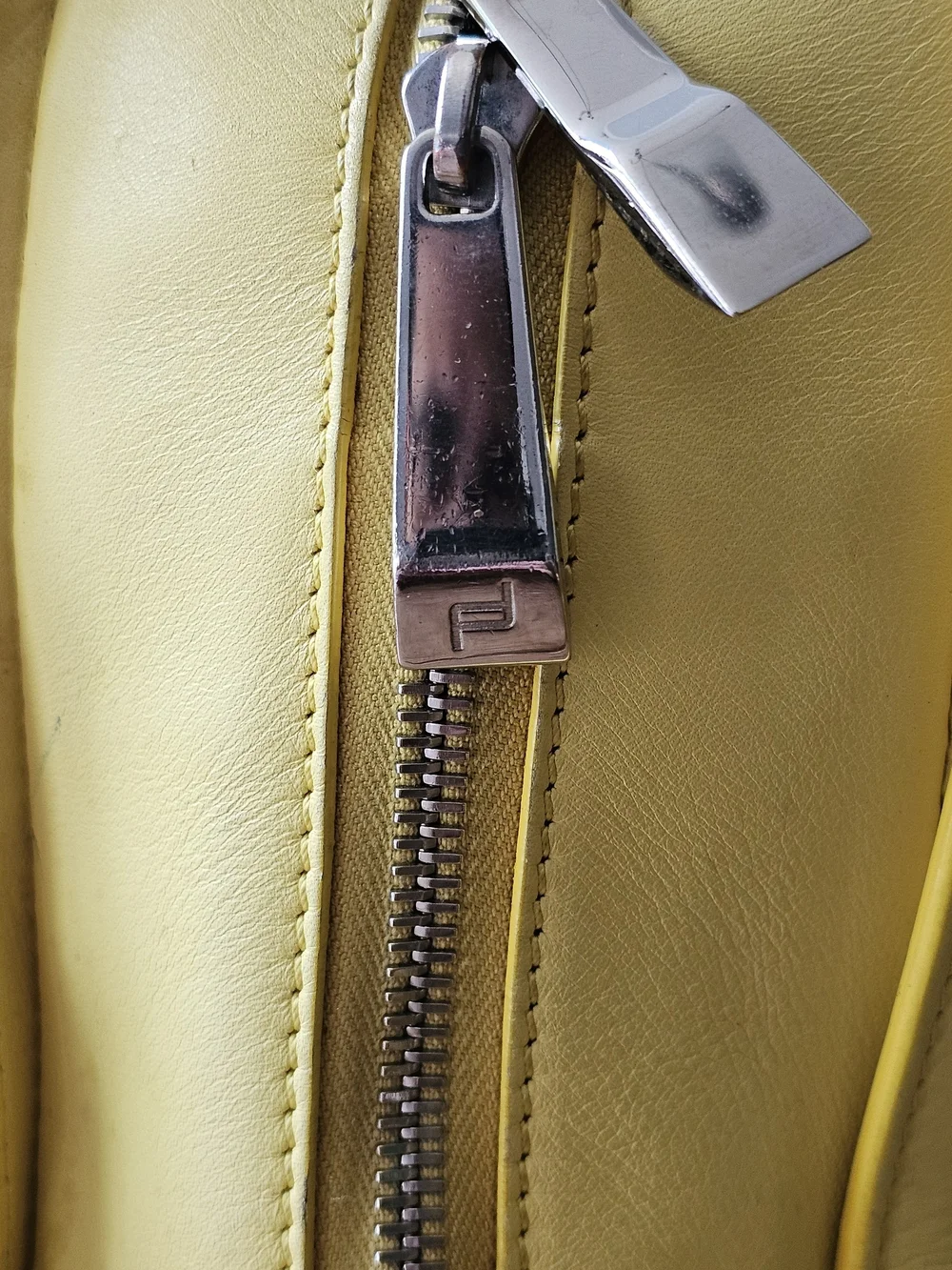 Porsche Design Yellow Leather Twin Satchel Shoulder Bag Italy Handbag Purse